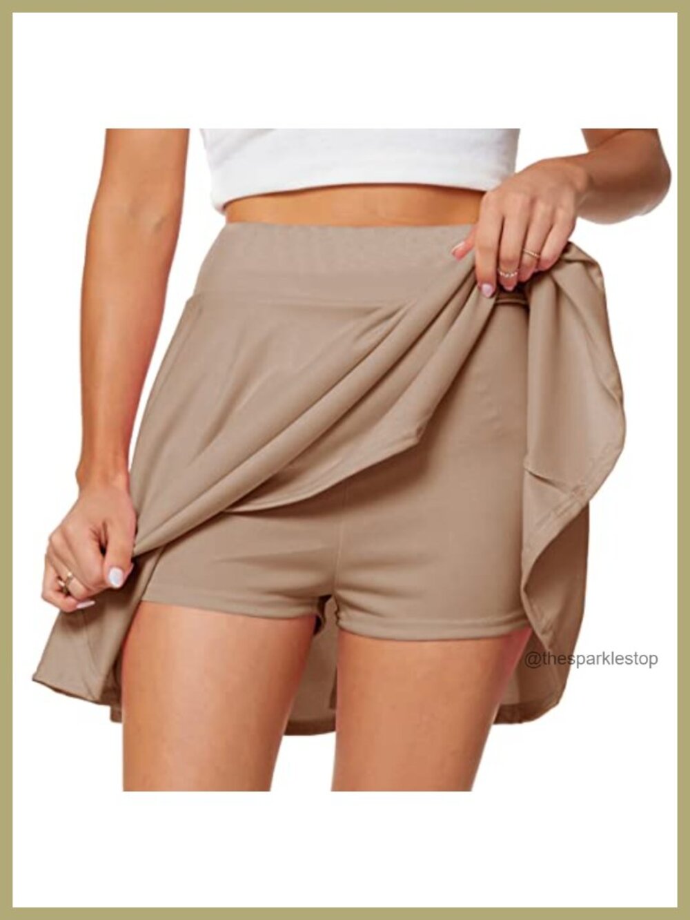 Women's Flared Pleated Mini Skater Skirt with Built-in Shorts High Waist A-Line